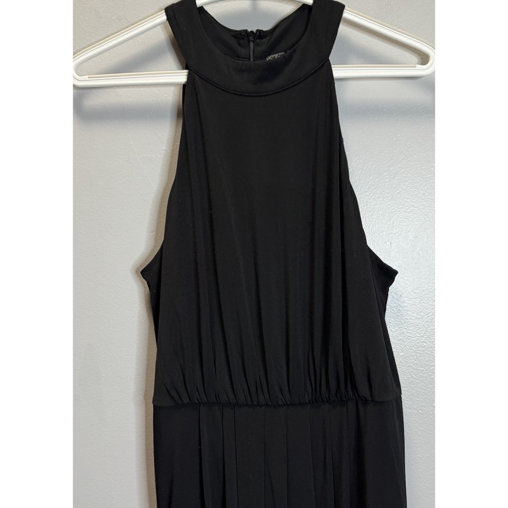 Venus Dress Maxi Woman's Large Black Halter Sleeveless Wrap Open Front Lined - Picture 2 of 11